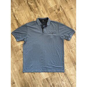 Hart Schaffner Marx Mens Polo Shirt Size L Blue 3 Button Short Sleeve Pocket